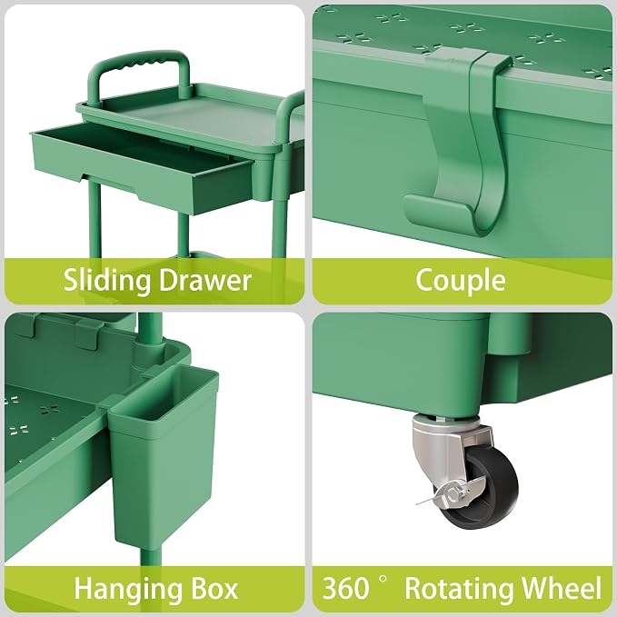 4 Tier Rolling Cart Organizer, Art Craft Diaper Bedside Snack Laundry Room - Image 4