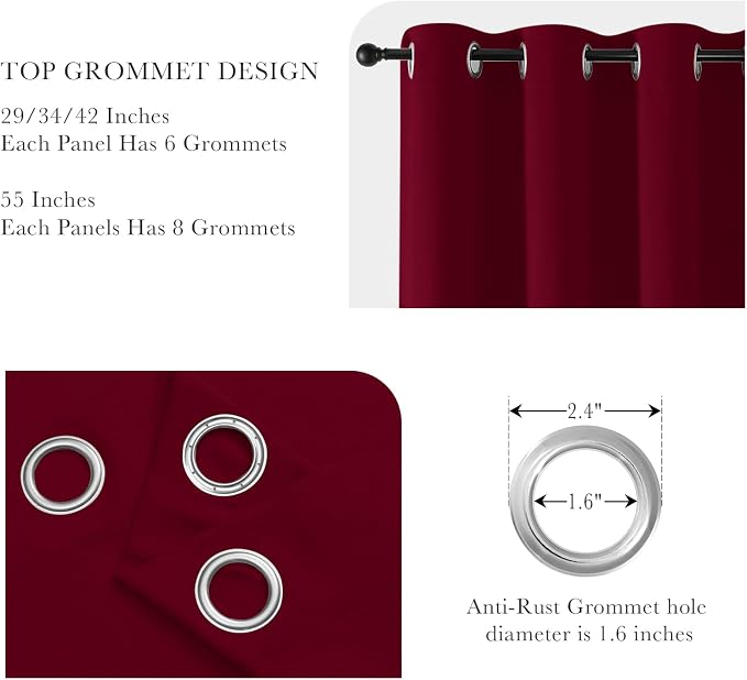 PONY DANCE Christmas Burgundy Red Blackout Curtains and Drapes, Thermal - Image 5