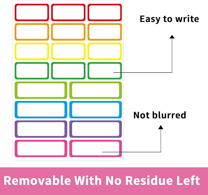 STARLIBOO Colored Labels, Removable Labels Stickers, Self-Adhesive Rectangular - Image 3