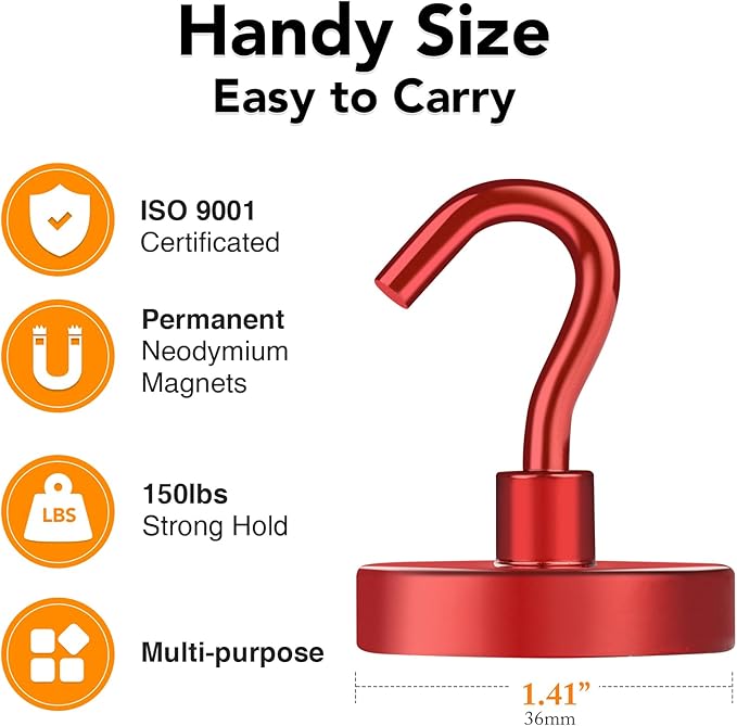 MIKEDE Magnetic Hooks Heavy Duty, 150LB Strong Magnet - Image 4