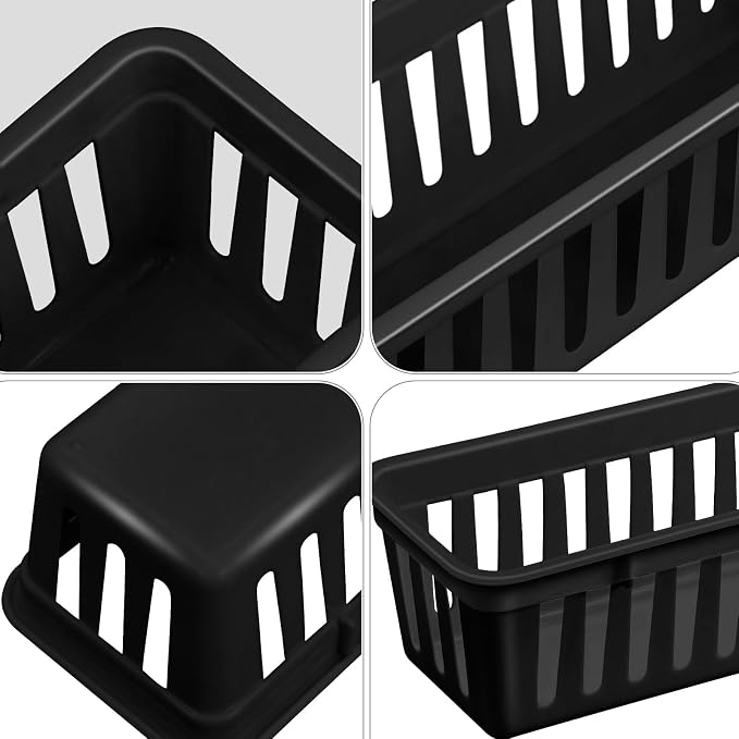Domensi 24 Pcs Slim Plastic Storage Baskets Tray - Image 3