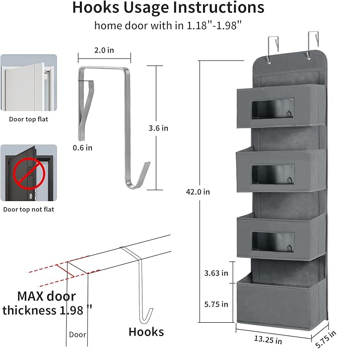 MAX Houser 4-Shelf Over The Door Hanging Organizer - Image 2
