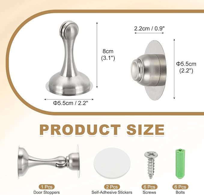 MECCANIXITY Magnetic Door Stoppers Stainless Steel Door Stops, Wall Floor - Image 2