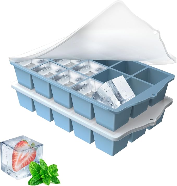 Silicone Ice Cube Tray, 2 Pack Easy-Release Stackable Ice Trays by Unknown