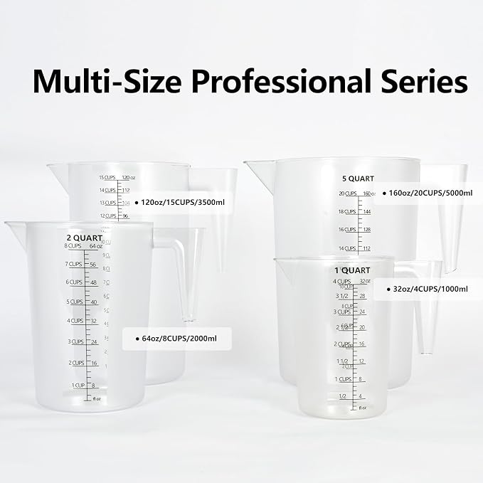 Food-Grade Plastic Measuring Pitcher – 64 Ounce & 8 Cups Measuring Cups - Image 4