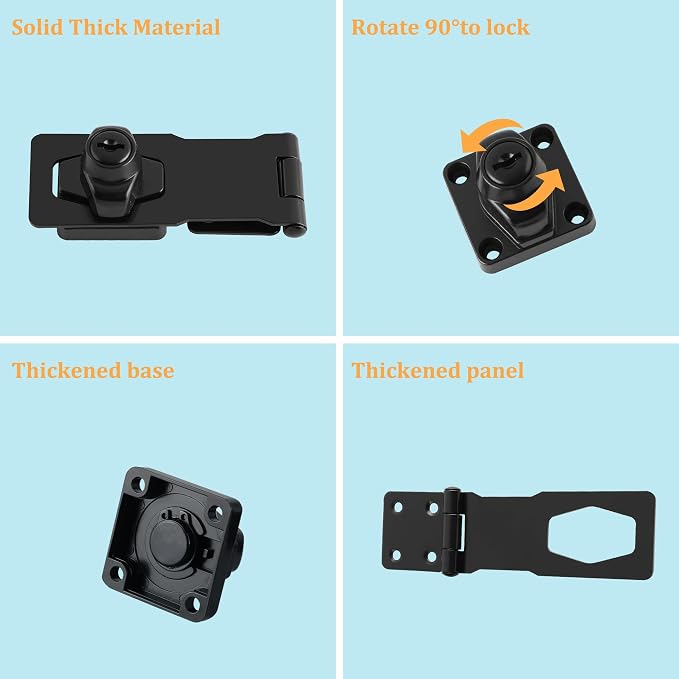 Alise Keyed Hasp Lock, 4 Inch Safety Packlock Clasp Hasps Latch, Garage Doors - Image 3