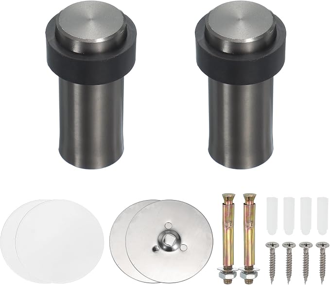 PATIKIL 2Set Round Door Stoppers, 80mm Stainless Steel Door Stop Doorstop Wedge by PATIKIL