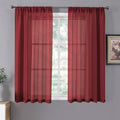 Tollpiz Short Sheer Curtain Living Room Linen Textured Curtains Sheer Light by Tollpiz