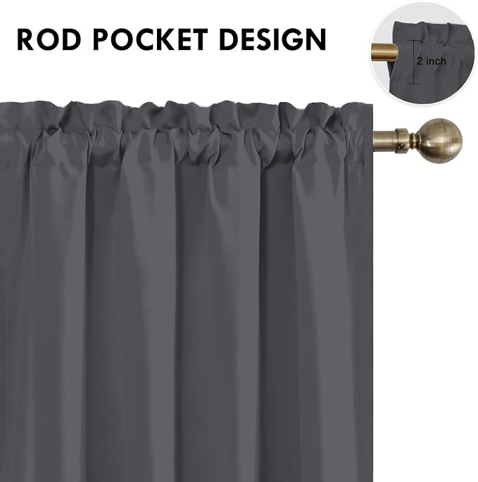 DWCN Blackout Curtains for Bedroom 72 Inch Length 2 Panels Set, Solid Thermal - Image 3