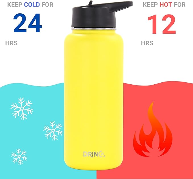 DRINCO Stainless Steel Water Bottle Spout Lid Vacuum Insulated Double Wall - Image 3