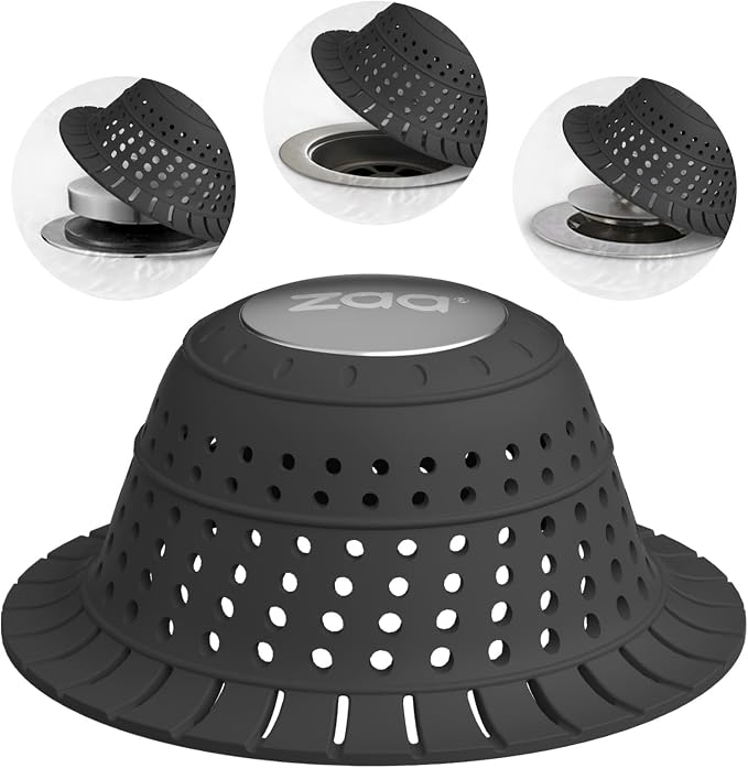 zaa Bathtub Drain Hair Catcher, Silicone Collapsible 1 Pack Drain Protector by zaa