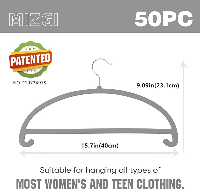 MIZGI 50 Pack Gray Velvet Hangers - Image 6