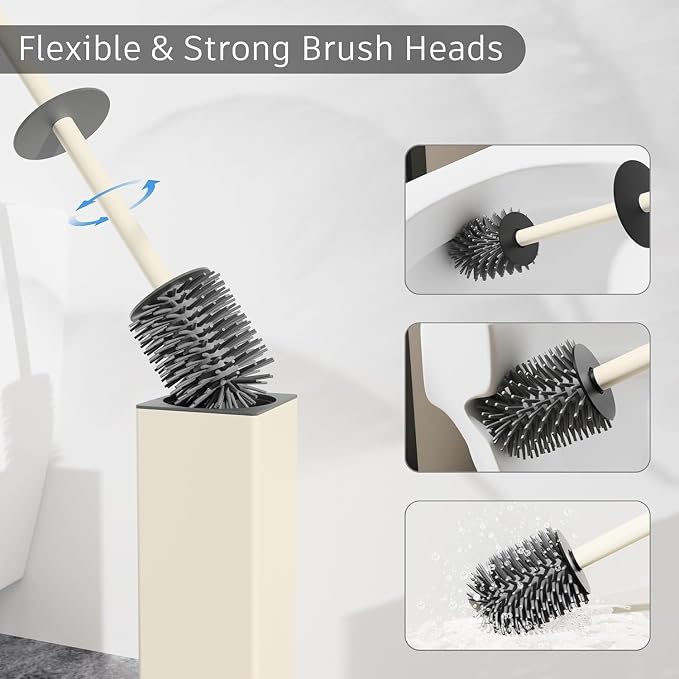 BGL Standing Toilet Brush and Holder Matte White Aluminium Toilet Bowl Cleaner - Image 6