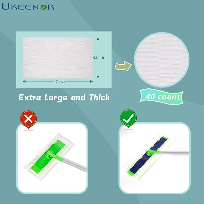 XL Dry Mop Refills 40 Counts Disposable Dusting Cloths Dry Sweeping Refills Dry - Image 3