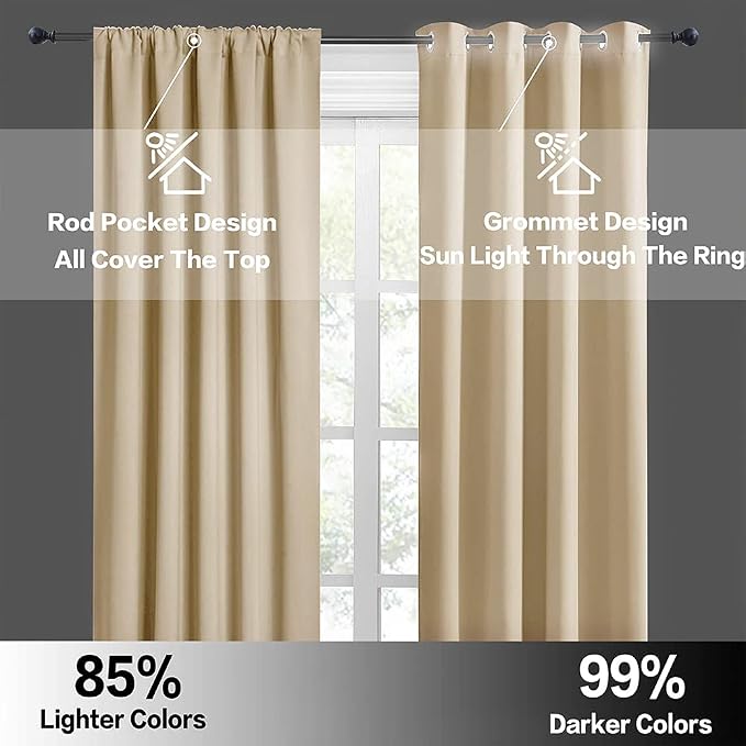 RYB HOME Room Darkening Short Curtains - Image 5