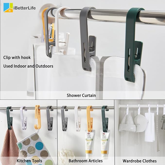 iBetterLife 4Pcs Laundry Hooks Hanging Clips Heavy Duty Outdoor Clothes Pins - Image 5