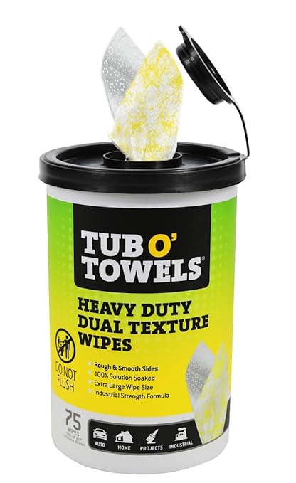 Tub O’ Towels TW75 Heavy-Duty 10" x 12" Size Multi-Surface Cleaning Wipes by TubOTowels