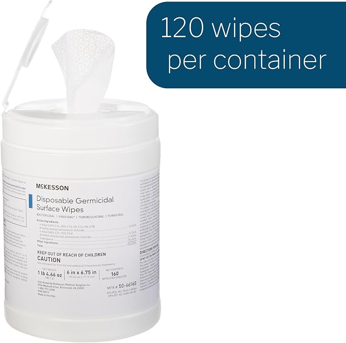 McKesson Germicidal Wipes Disinfecting Wipes, Alcohol Cleaning Disinfectant - Image 7