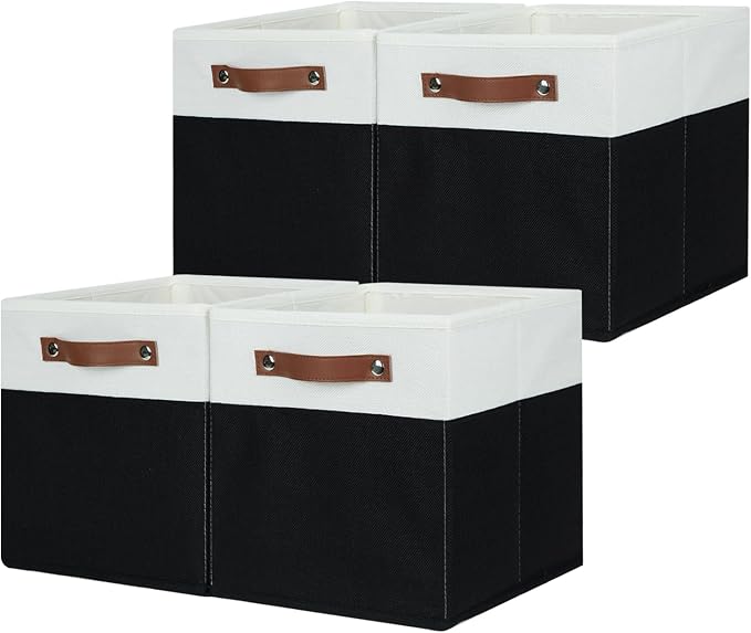 HNZIGE Cubes Storage Bins Set of 4, 11 x 11 Fabric Storage Cube Baskets - Image 7