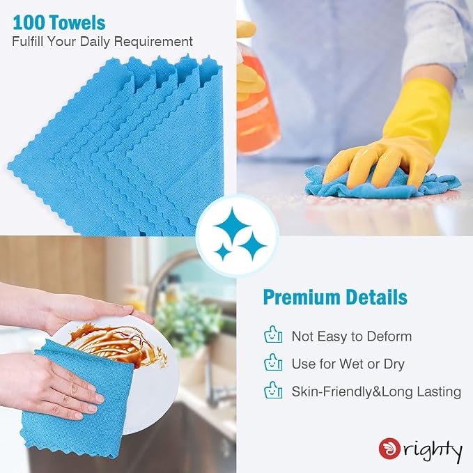 Orighty Cleaning Cloths, Shop Towels 100 Pack, Shop Rags Reusable, Microfiber - Image 5