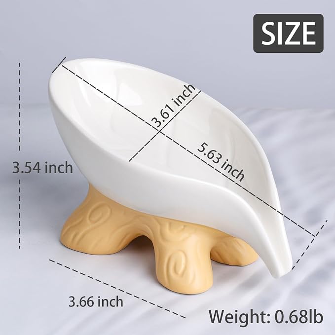 Soap Dish, Soap Holder Self Draining Leaf Shape Soap Dishes, Ceramic Draining - Image 4