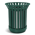 Round Heavy Duty Outdoor Trash Can, Large Metal Slatted Garbage Can by Unknown