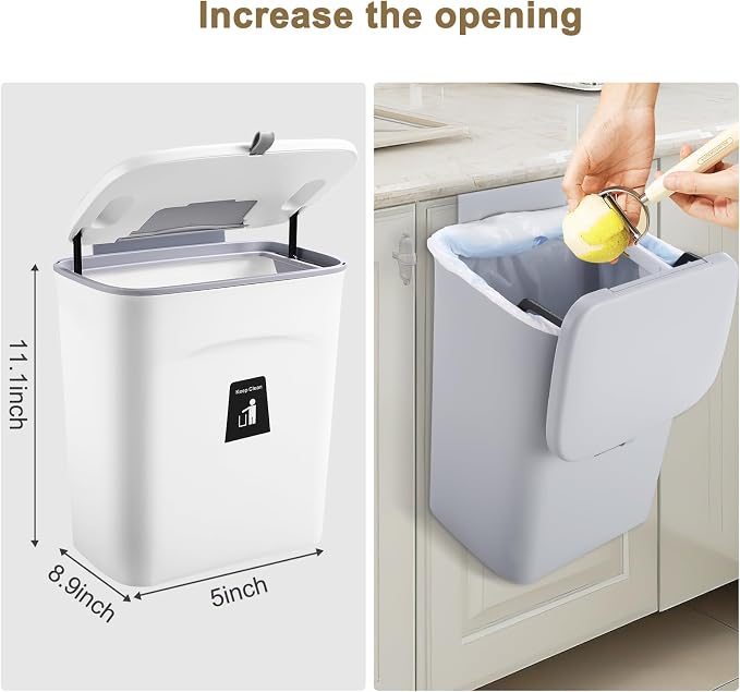 2 Pack Kitchen Compost Bin, Hanging Small Trash Can - Image 6