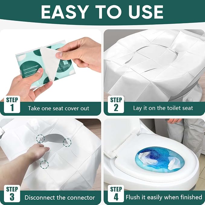 90 Pcs Disposable Flushable Paper Toilet Seat Covers Travel Supplies Essentials - Image 4