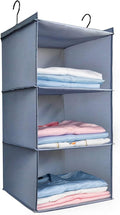 Hanging Closet Organizer and Storage 3-Shelf, Easy Mount Foldable Hanging by DonYeco