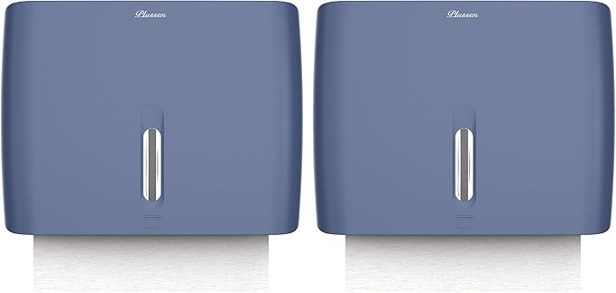 Commercial Paper Towel Dispenser Wall Mount Blue Pack of 2 Fits Multifold Paper by PLUSSEN