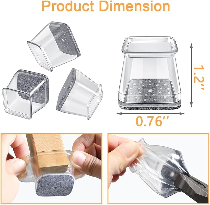 32 Pcs Square Chair Leg Floor Protectors - Image 4