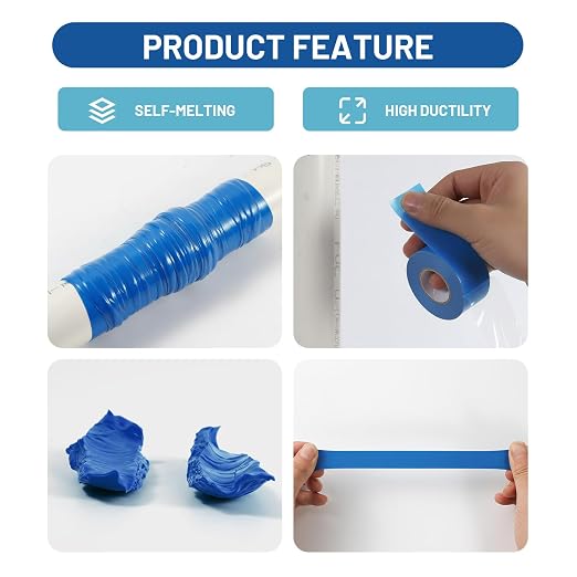 Self Fusing Silicone Tape 4 Rolls 1 in x 10' Blue Waterproof Rescue Tape Rubber - Image 4