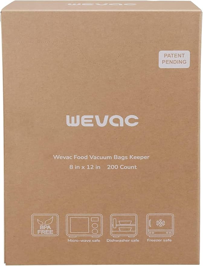 Wevac 8” x 12” 200 Count Food Vacuum Sealer Bags Keeper, PreCut Quart, BPA Free - Image 2