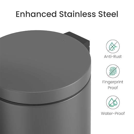 Cesun 1.2 Gallons Small Gray Trash Can, Bathroom Garbage Can - Image 3