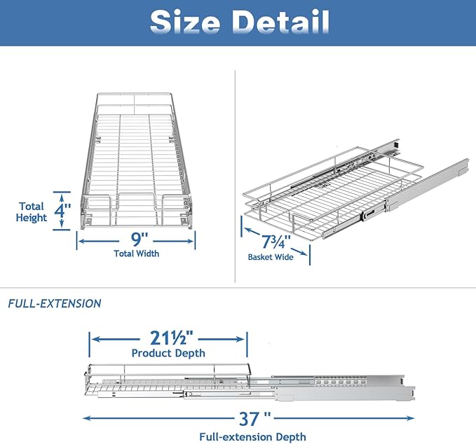 LOVMOR Pull Out Cabinet Organizer 9" W x 21½" D, Kitchen Cabinet Pull Out - Image 3