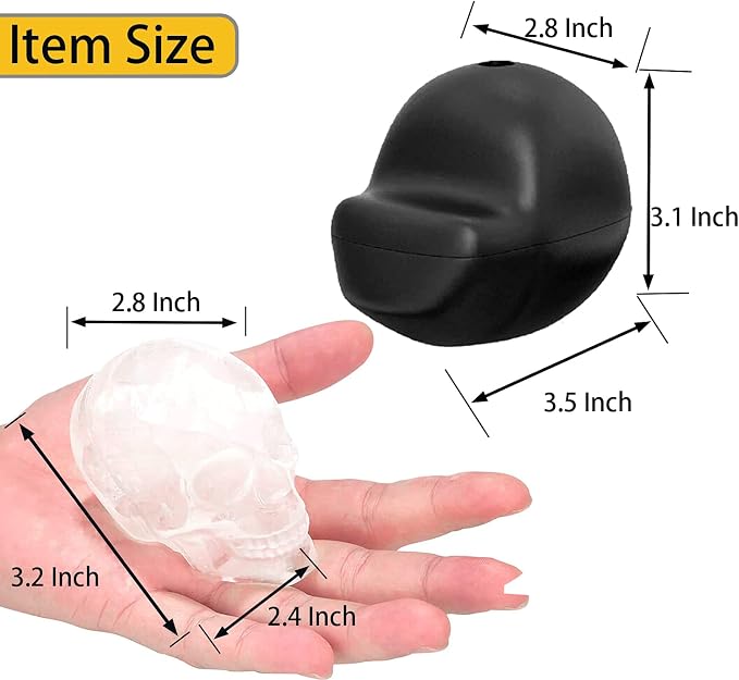 JETKONG 2 Pack Large Skull Ice Mold Silicone Ice Cube Tray 3D Skull Maker - Image 2