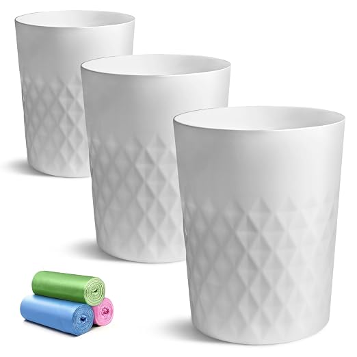 YGJT Small Trash Can, 3 Pack 1.8 Gallons Bathroom Trash Can, Slim Waste Basket by YGJT