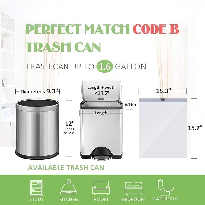 1.6 Gallon/220pcs Strong Drawstring Trash Bags Garbage Bags by Teivio, Bathroom - Image 2