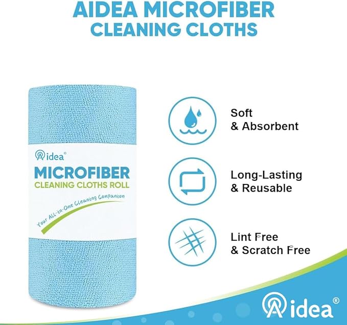 AIDEA Microfiber Cleaning Cloth 165 Sheets 3 Roll, Microfiber Towels - Image 3