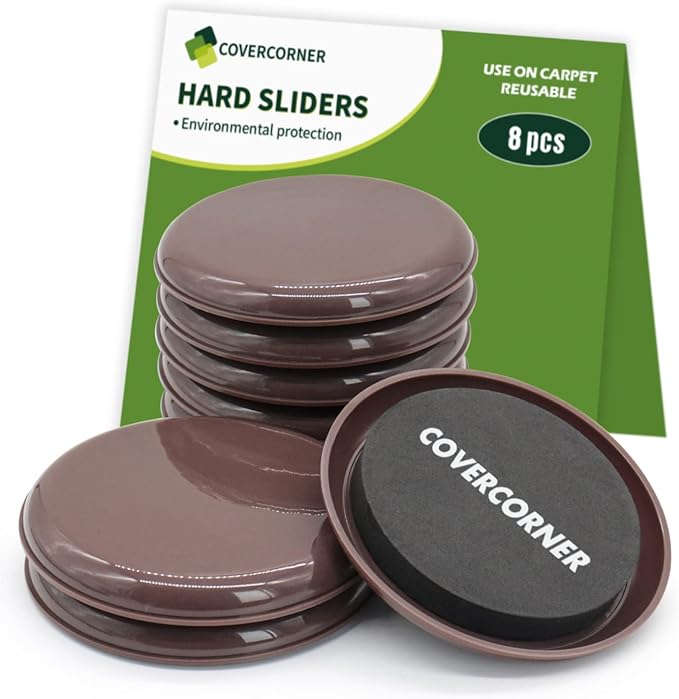 Furniture Sliders for Carpet 8 PCS by COVERCORNER