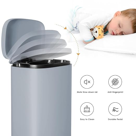 AthLike Trash Can, Stainless Steel Kitchen Garbage Can, Step Waste Bin - Image 4