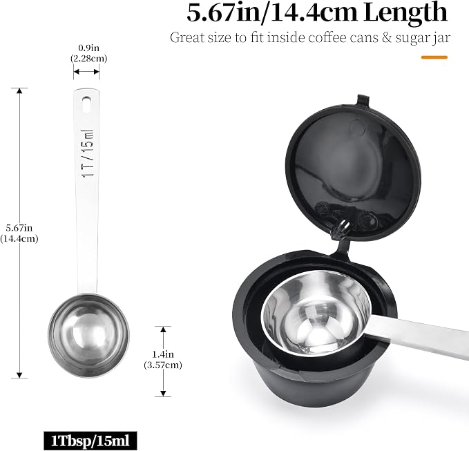 Long Handle Coffee Scoop: 18/8 Stainless Steel 5.64 Inch 1 Tablespoon Metal - Image 2