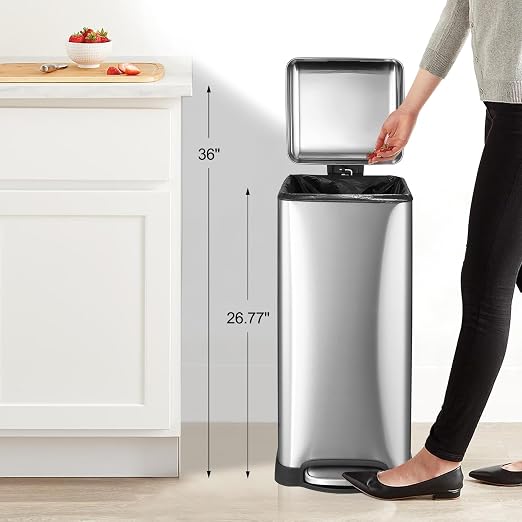 TrailBlaze 8Gallon / 30L Kitchen Trash Can, Stainless Steel Rectangular Pedal - Image 4