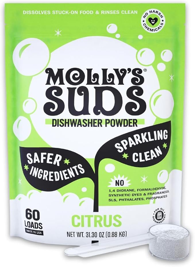 Molly's Suds Dishwasher Powder | Clean Dishwasher Detergent, Cuts Grease & by MollysSuds