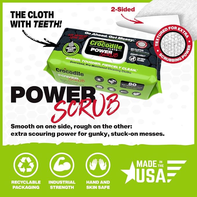 Crocodile Cloth PowerSCRUB Cleaning Wipes – 480 Count Dual-Surface Cloths - Image 4
