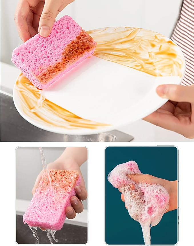 METUUTER 12-Count Kitchen Sponges- Compressed Cellulose Sponges Non-Scratch - Image 5