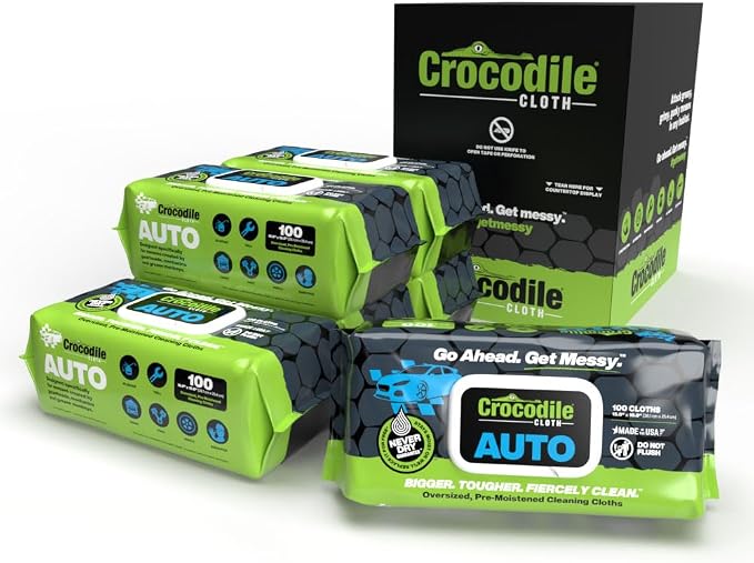 Crocodile Cloth Auto Cleaning Wipes – 600 Count XL 15" x 10" Heavy-Duty Car by CrocodileCloth