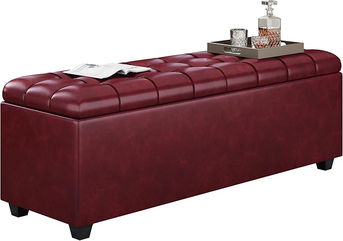 38 Inches long Wine red Ottoman Bench - Image 8