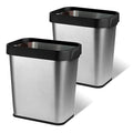 2 Pack Stainless Steel Trash Can 3 Gallon, Open Top Trash Can, Rectangle by TooCust