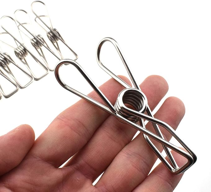 HAHIYO Clothespins Chip Clips All Metal Stainless Steel No Rust Stains Strong by HAHIYO